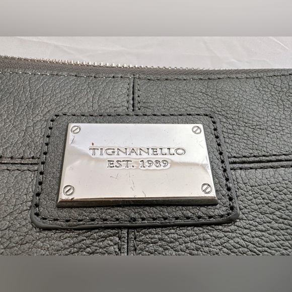 Tignanello Silver-Gray Leather Wristlet - Picture 3 of 4